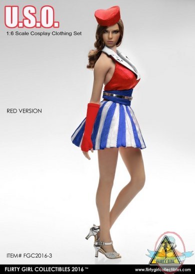 Flirty Girl’s 1:6 Scale Female Clothing Set in Red U.S.O. FGC-2016-3