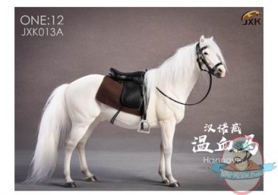JXK 1/12 Hannover Horse White and Saddle Set JXK-013A 