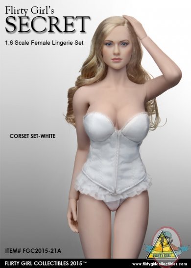 Flirty Girls 1:6 Accessories Corset Lingerie Set in White FGC-2015-21A