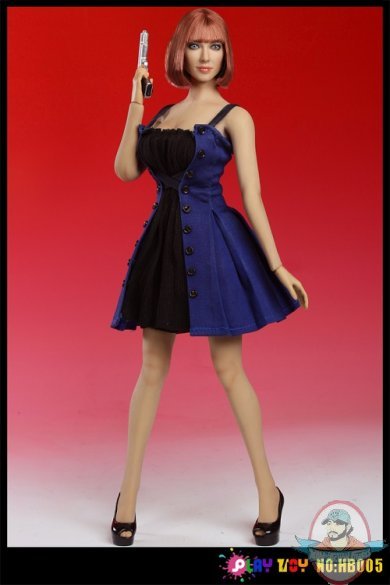 1/6  Accessories Fit-&-Flare Blue Dress with Head Play Toy PT-Hb005