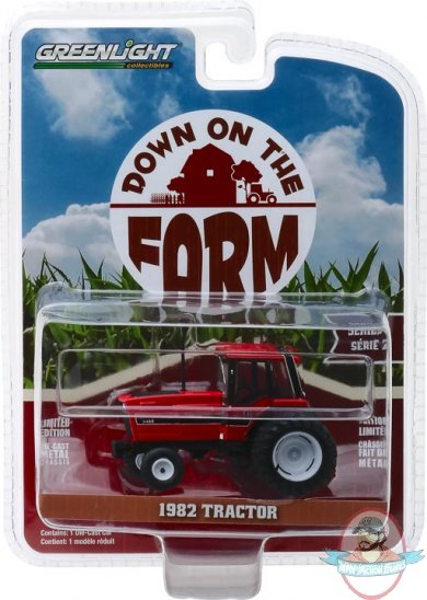 1:64 Down on the Farm Series 2 1982 Tractor Red and Black Greenlight