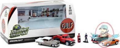 1:64 Motor World Dioramas Gulf Oil Vintage Gas Station Greenlight