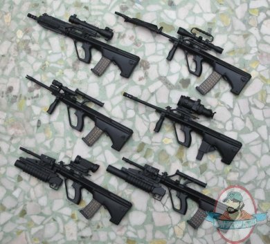 1:6 Scale  Armoury AUG Weapon Set of 6 (black)