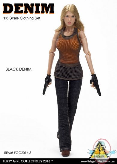 Flirty Girl’s 1:6 Female Clothing Set Black Denim FGC-2016-8 Flirty Girl’s 1:6 Female Clothing Set Black Denim FGC-2016-8