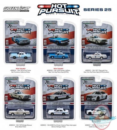 1:64 Hot Pursuit Series 25 Set of 6 by Greenlight 
