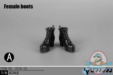 ZY Toys 1:6 Figure Accessories Female Boots Black ZY-16-24A