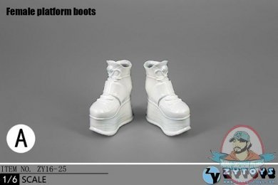 ZY Toys 1:6 Figure Accessories Female Platform Boots White ZY-16-25B