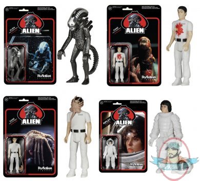 Alien Set of 4 ReAction 3 3/4-Inch Retro Action figures Funko