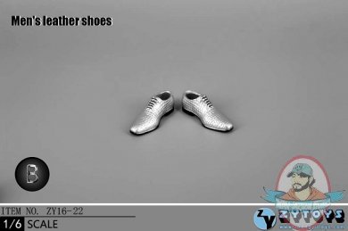 ZY Toys 1:6 Figure Accessories Men's Leather Shoes Silver ZY-16-22B