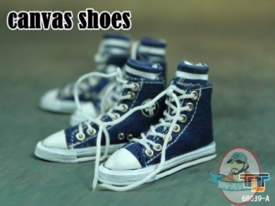 1/6 Scale Male Blue Canvas Shoes for 12 inch action figures TTL Toys