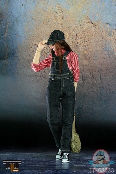 1:6 scales female Denim Bib Pants Set (black)