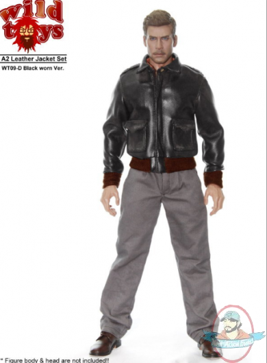 1/6 Accessories A2 leather Jacket Set WT09D Black Worn 1/6 Accessories A2 leather Jacket Set WT09D Black Worn