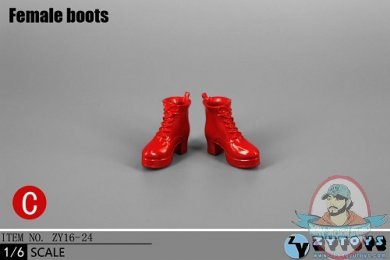 ZY Toys 1:6 Figure Accessories Female Boots Red ZY-16-24C