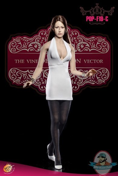 Pop Toys 1/6 Premium Version V-Neck Sheath Dress POP-F19 C White