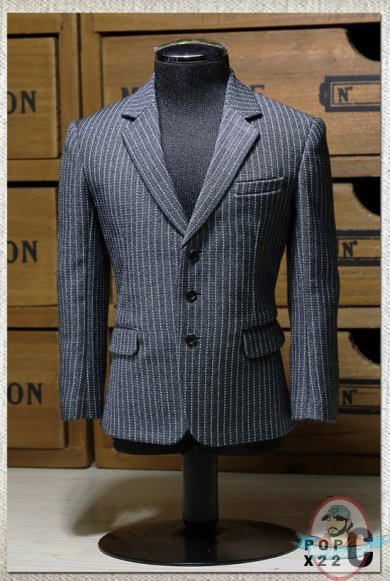 Pop Toys 1/6 Style Series Men's striped Suit in Light Grey POP-X22C