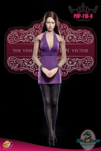 Pop Toys 1/6 Premium Version V-Neck Sheath Dress POP-F19 D Purple