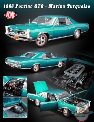1:18 Scale 1966 Pontiac GTO Marina Turquoise by Acme