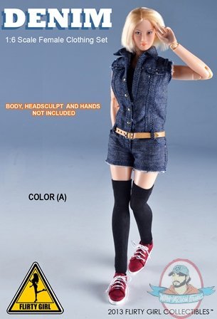 1/6 Scale Female Clothing Set Denim (A) Blue 12" Figures Flirty Girl 1/6 Scale Female Clothing Set Denim (A) Blue 12" Figures Flirty Girl