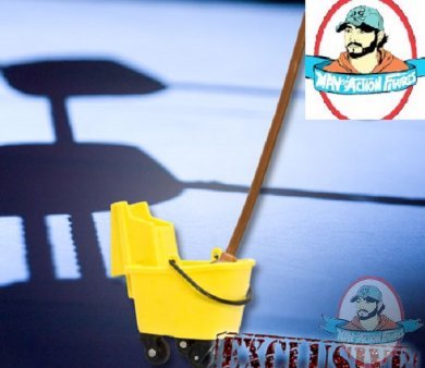 Plastic Mop & Bucket for Wrestling Action Figures