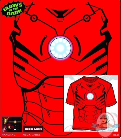 Iron Man 2 Suit Red Glow in the Dark  T-Shirt XL Extra Large