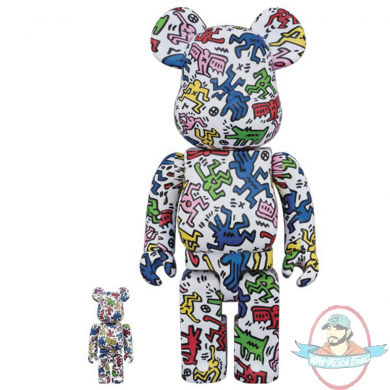 Keith Haring Design Bearbrick 400% & 100% 2 Pack Set Medicom