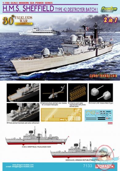 1/700 H.M.S. Sheffield Type 42 Destroyer Batch 1 Falklands War 1/700 H.M.S. Sheffield Type 42 Destroyer Batch 1 Falklands War