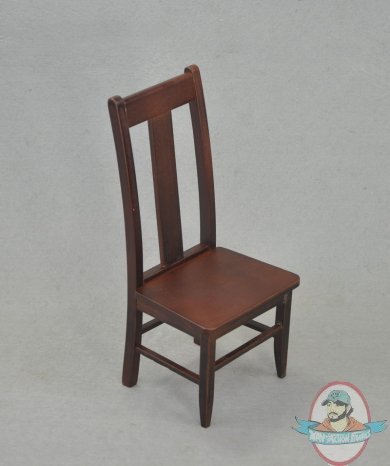 Wooden Face 1/6 Walnut Dining Chair for Figures(Dark Brown)