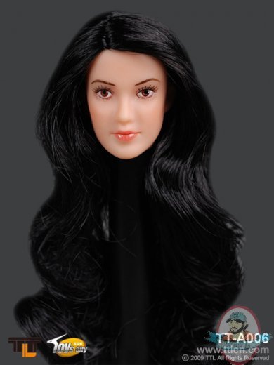1/6 Scale Action Figure Female Head With Long Curly Black Hairstyle 1/6 Scale Action Figure Female Head With Long Curly Black Hairstyle