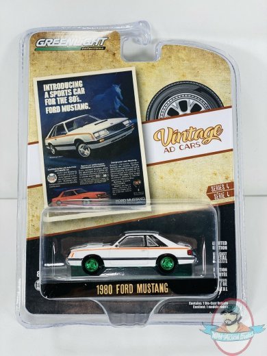 1:64 Vintage Ad Cars Series 4 1980 Ford Mustang Greenlight GREEN MACHI 1:64 Vintage Ad Cars Series 4 1980 Ford Mustang Greenlight GREEN MACHI