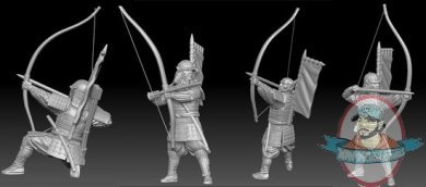 1/72 Ashigaru Archers Japanese Samurai Snap Kit 