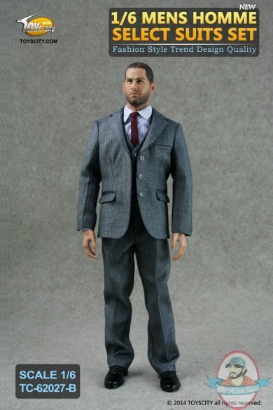 1/6 Mens Homme Select Suits Set in Grey TC-62027B Toys City 