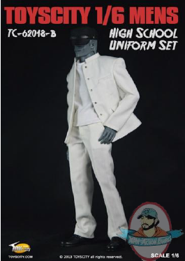 1/6 Mens High School Uniform Set White Toys City 